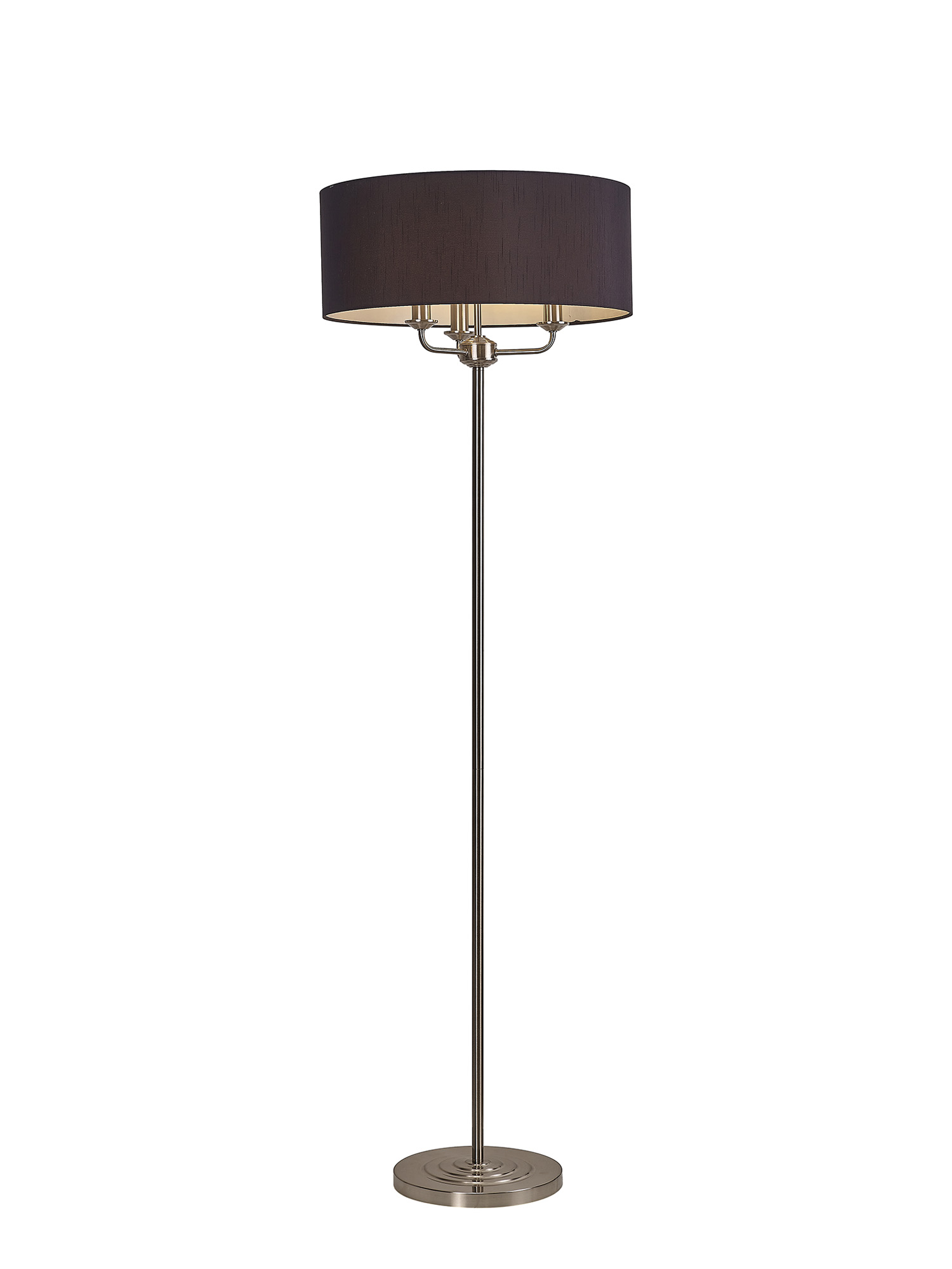 DK0932  Banyan 45cm 3 Light Floor Lamp Satin Nickel, Black